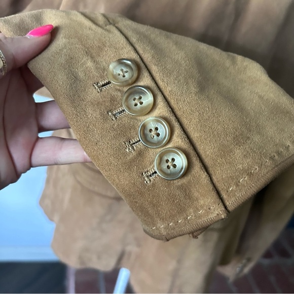 VTG Ann Taylor Y2K Suede Button Down Jacket in Tan Sz M - Picture 8 of 10